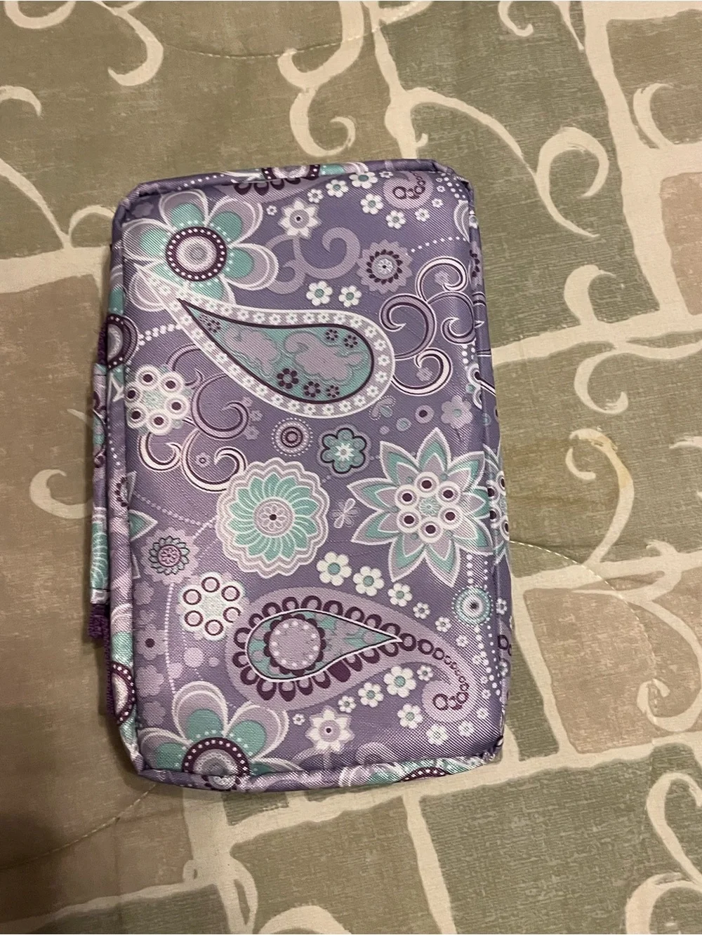 Fit & Fresh Insulated Zippered Lunch Bag Purple Paisley Floral 10x6x3